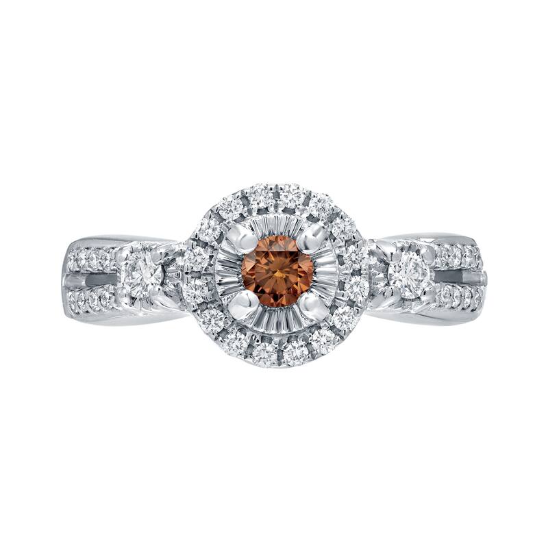 Auriya Illusion Set Brown Diamond Halo Engagement Ring 2/5ctw 14k Gold