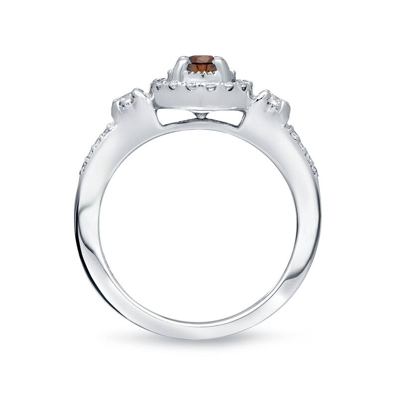 Auriya Illusion Set Brown Diamond Halo Engagement Ring 2/5ctw 14k Gold