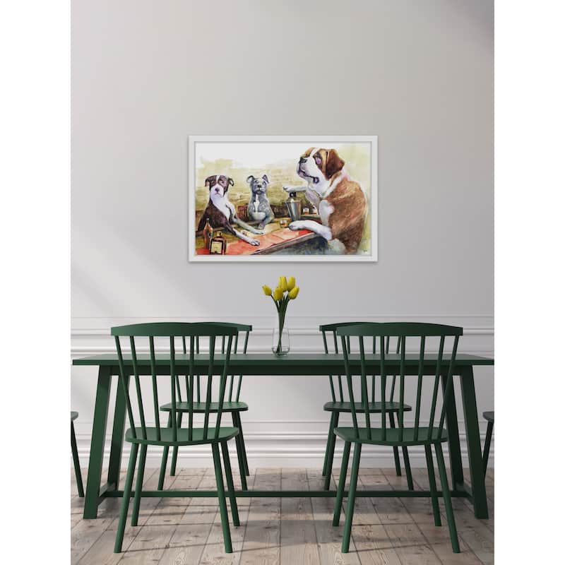 'Dogs Bar' Framed Painting Print