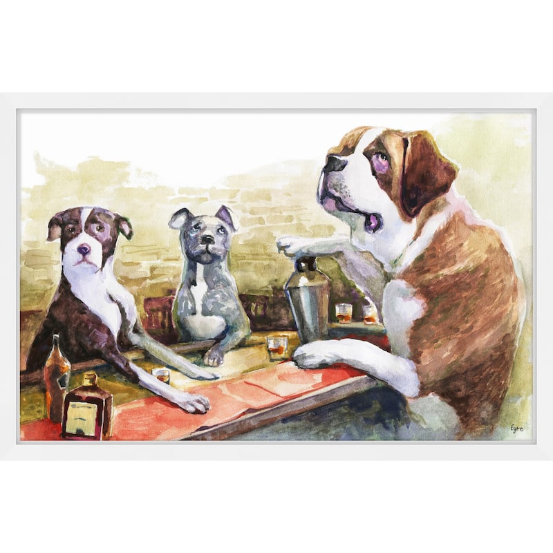 'Dogs Bar' Framed Painting Print