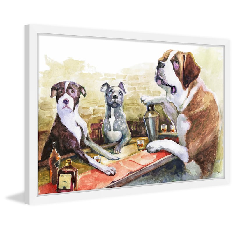 'Dogs Bar' Framed Painting Print