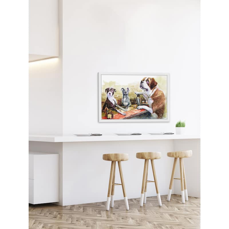 'Dogs Bar' Framed Painting Print
