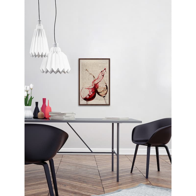 'Burgundy & White' Framed Painting Print