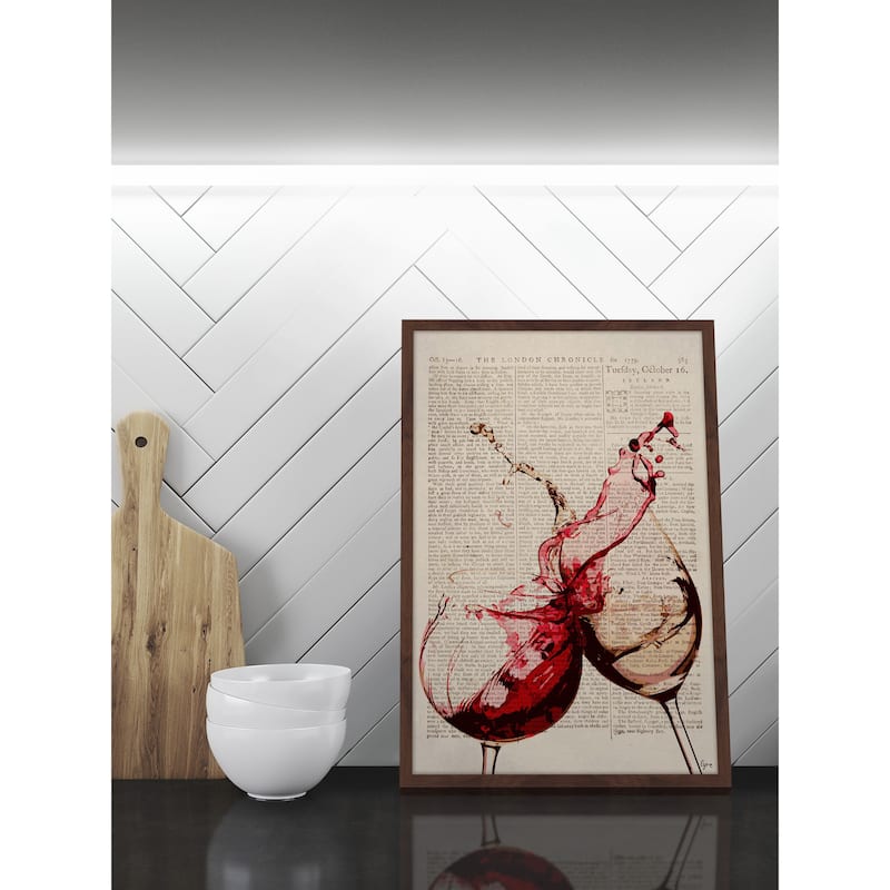'Burgundy & White' Framed Painting Print