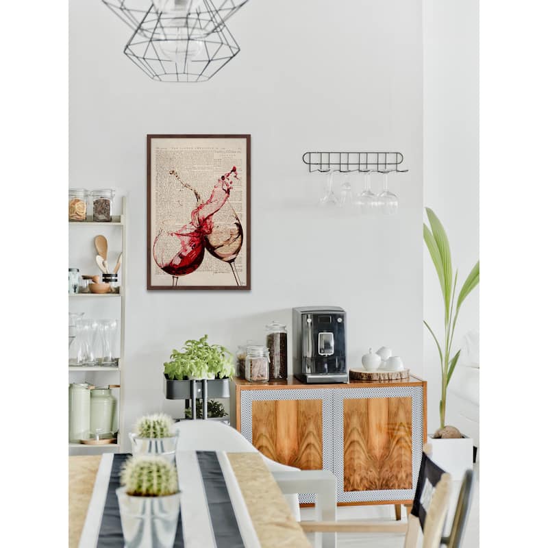 'Burgundy & White' Framed Painting Print