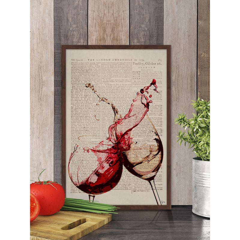 'Burgundy & White' Framed Painting Print