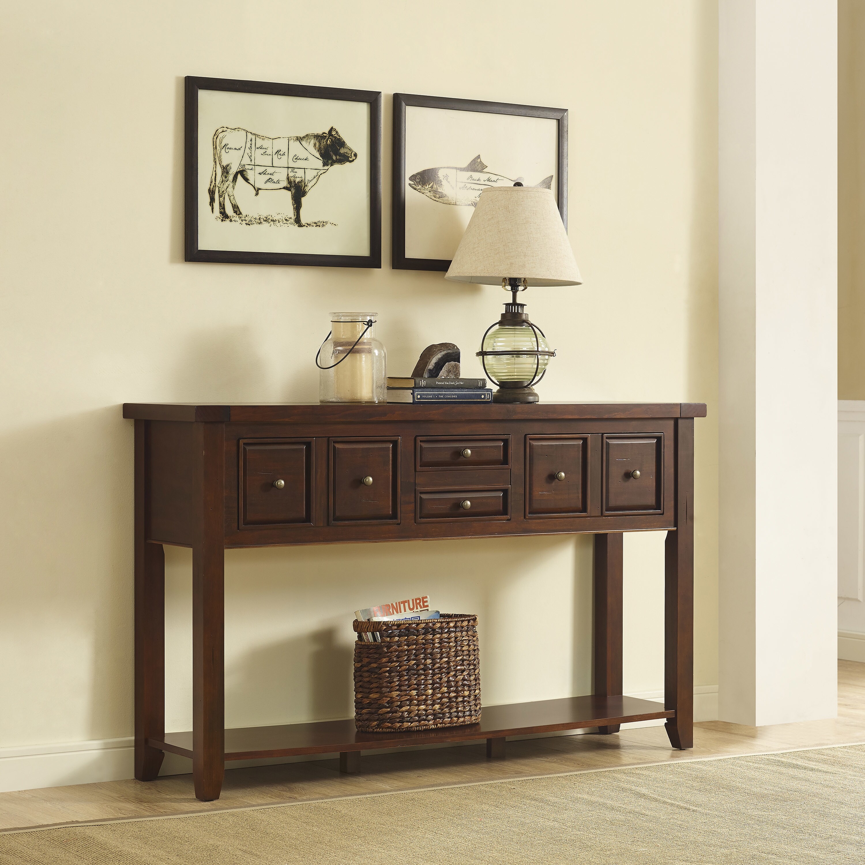 Shop Sienna Rustic Mahogany Wood Entryway Table Free Shipping