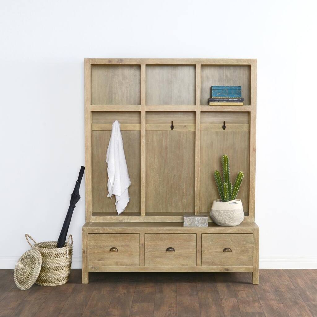 Sierra Hand Crafted Taupe Entryway Storage Bench by Kosas Home