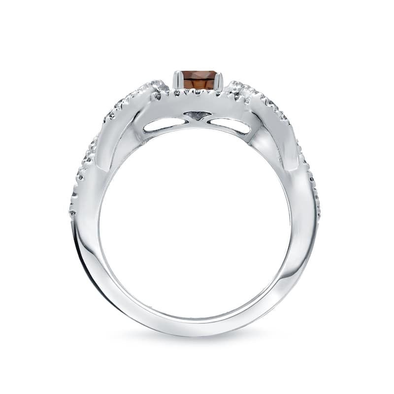Auriya 1 carat TW Braided Infinity Brown Diamond Engagement Ring 14k Gold