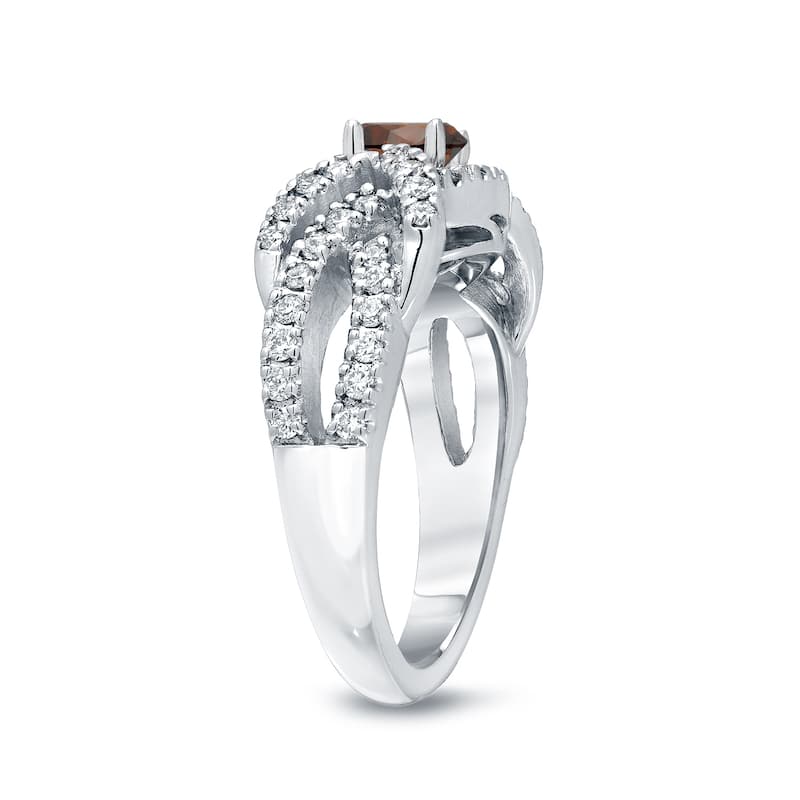 Auriya 1 carat TW Braided Infinity Brown Diamond Engagement Ring 14k Gold