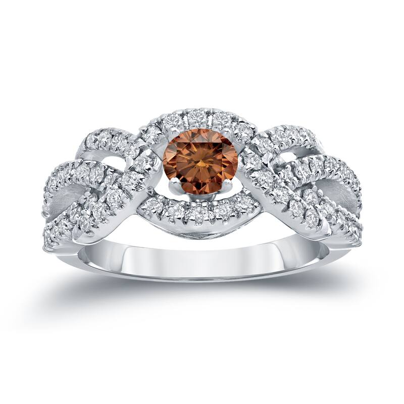 Auriya 1 carat TW Braided Infinity Brown Diamond Engagement Ring 14k Gold