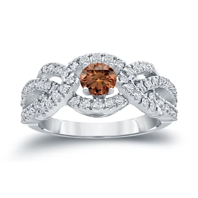 Auriya 1 carat TW Braided Infinity Brown Diamond Engagement Ring 14k Gold