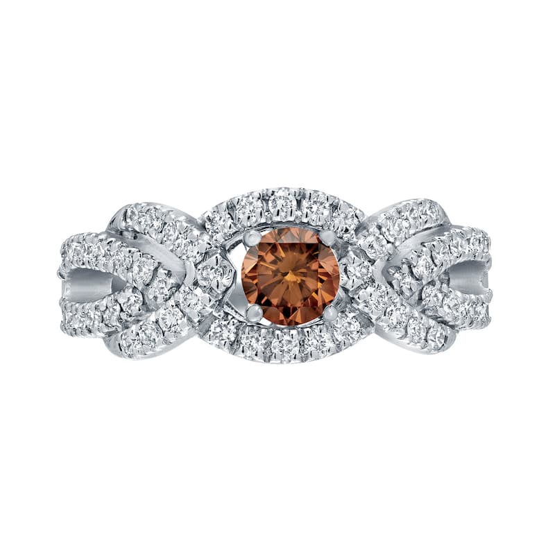 Auriya 1 carat TW Braided Infinity Brown Diamond Engagement Ring 14k Gold