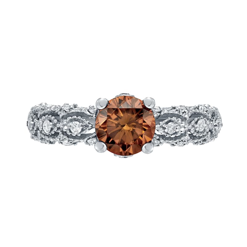 Auriya Unique Vintage 1 1/4ctw Champagne Brown Diamond Engagement Ring 14k Gold (I1-I2)