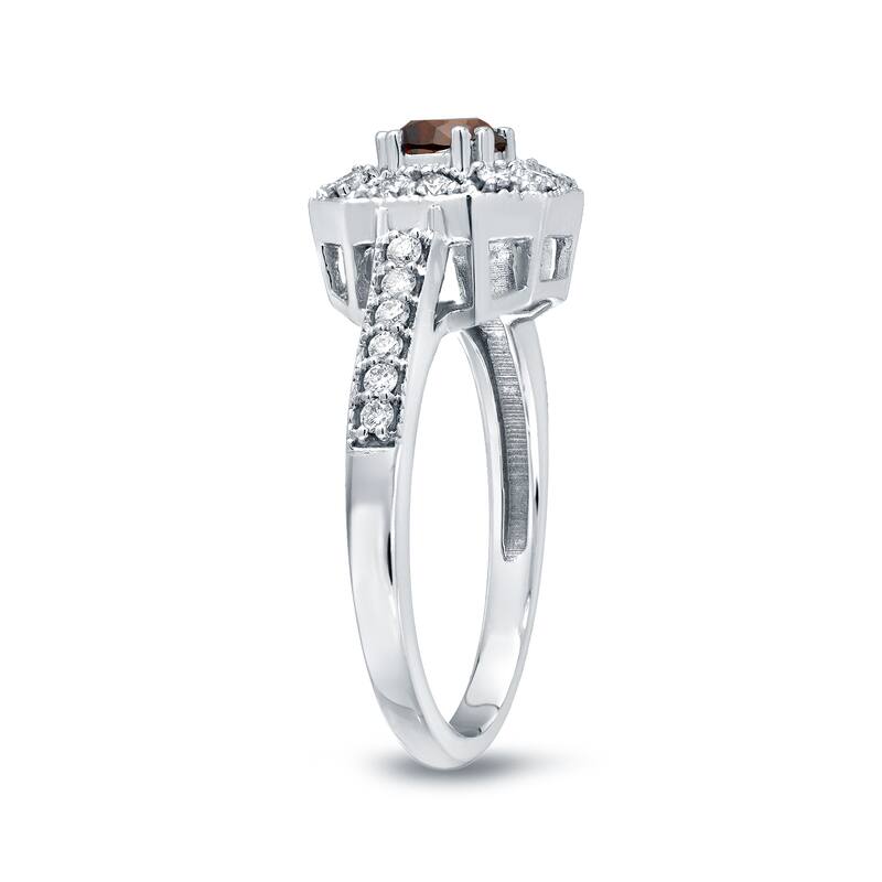 Auriya Vintage Brown Diamond Halo Engagement Ring 3/4ct TW 14k Gold (I1-I2)