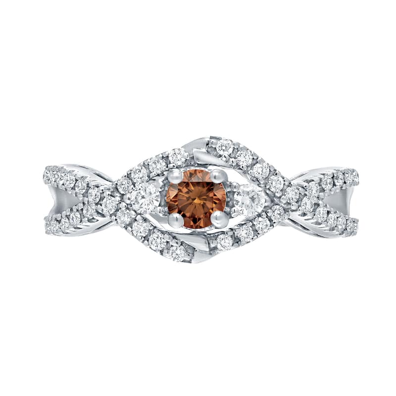 Auriya 1/2ctw 3-Stone Infinity Brown Diamond Engagement Ring 14k Gold (H-I, I1-I2)