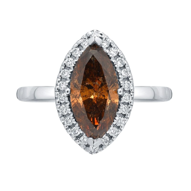 Auriya 14k Gold 2ctw Halo Marquise Brown Diamond Engagement Ring