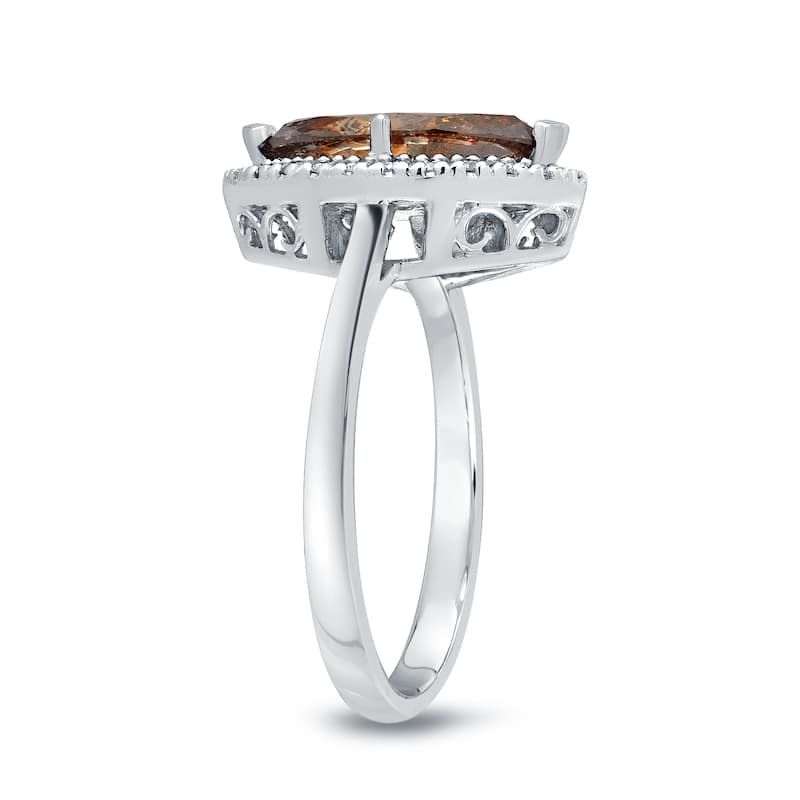 Auriya 14k Gold 2ctw Halo Marquise Brown Diamond Engagement Ring