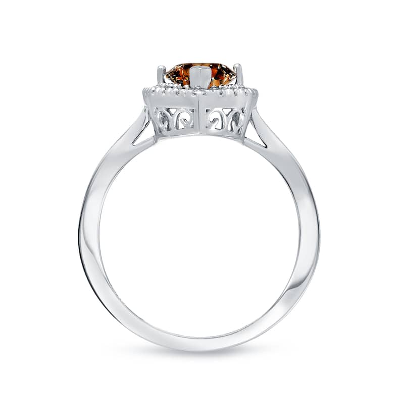 Auriya 14k Gold 2ctw Halo Marquise Brown Diamond Engagement Ring
