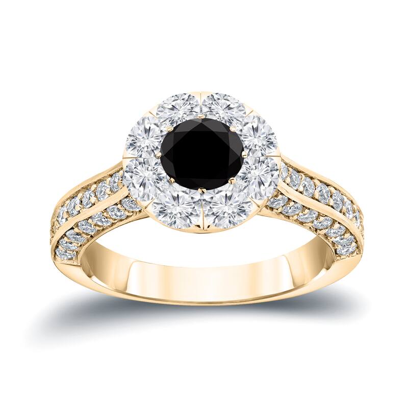 Auriya 14k Gold 1 3/4ctw Halo Black Diamond Engagement Ring (H-I, I1-I2)