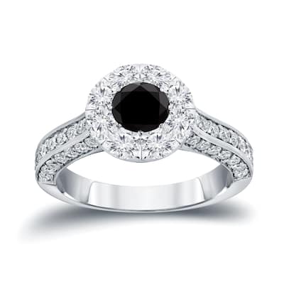 Auriya 14k Gold 1 3/4ctw Halo Black Diamond Engagement Ring (H-I, I1-I2)