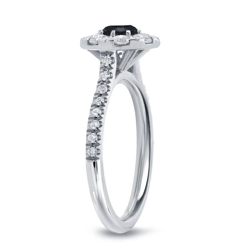 Auriya 1 1/6ctw Black Diamond Halo Engagement Ring 14k Gold