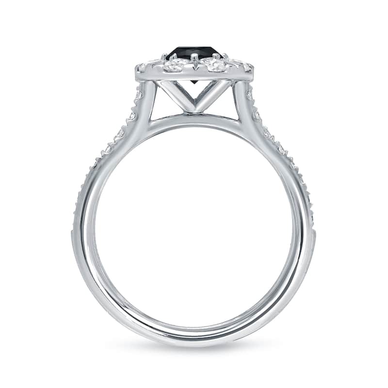 Auriya 1 1/6ctw Black Diamond Halo Engagement Ring 14k Gold