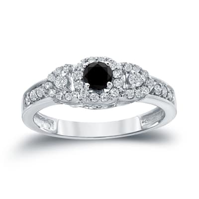 Auriya 3-Stone 1/2ctw Black Diamond Engagement Ring 14k Gold