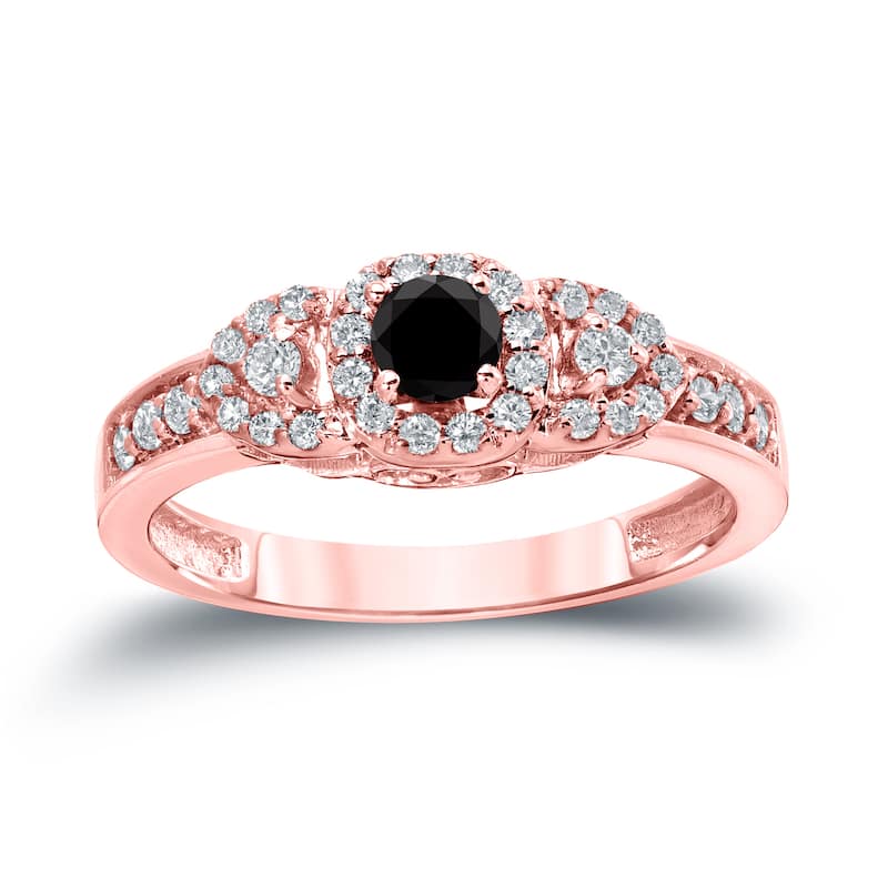 Auriya 3-Stone 1/2ctw Black Diamond Engagement Ring 14k Gold