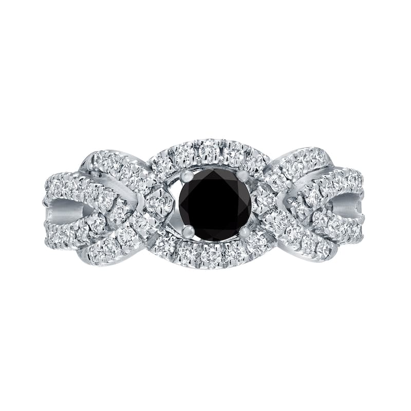 Auriya 1 carat TW Braided Infinity Black Diamond Engagement Ring 14k Gold (H-I, I1-I2)