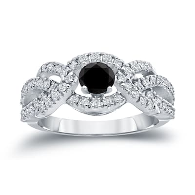 Auriya 1 carat TW Braided Infinity Black Diamond Engagement Ring 14k Gold (H-I, I1-I2)