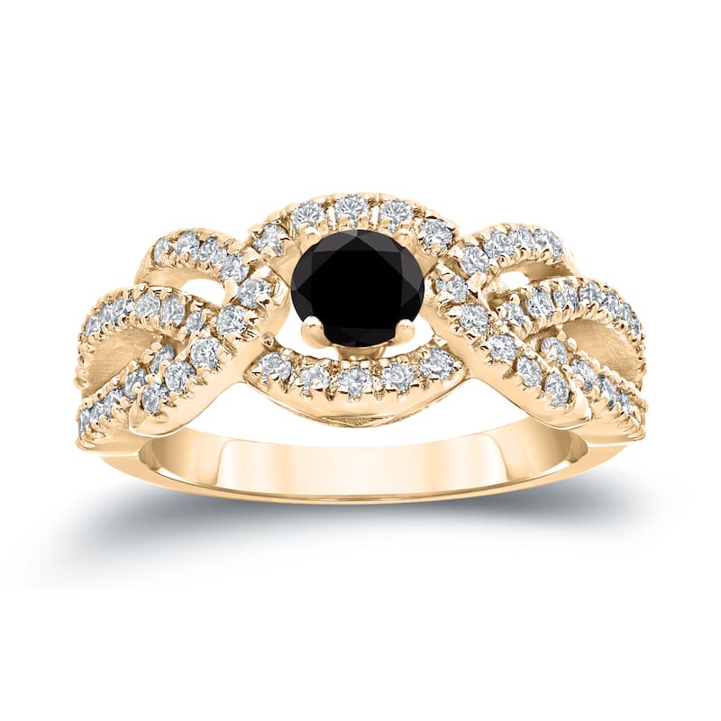 Auriya 1 carat TW Braided Infinity Black Diamond Engagement Ring 14k Gold (H-I, I1-I2)