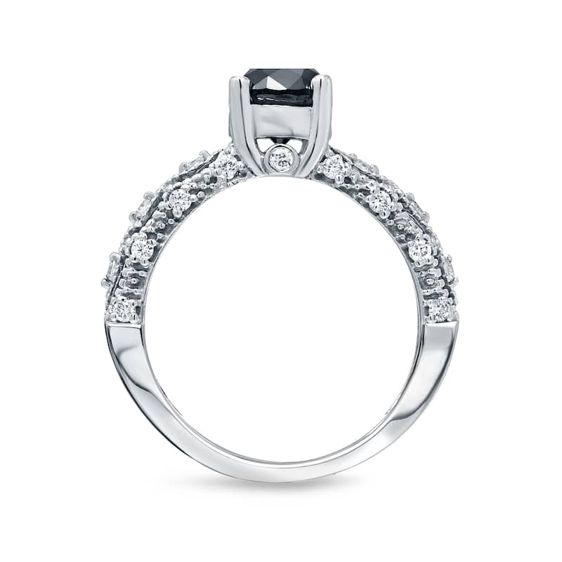 Auriya Unique Vintage 1 1/4ctw Black Diamond Engagement Ring 14k Gold