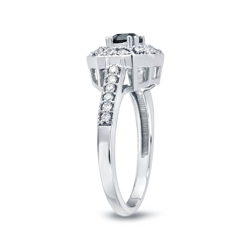 Auriya Vintage Black Diamond Halo Engagement Ring 3/4ct TW 14k Gold (H-I, I1-I2)