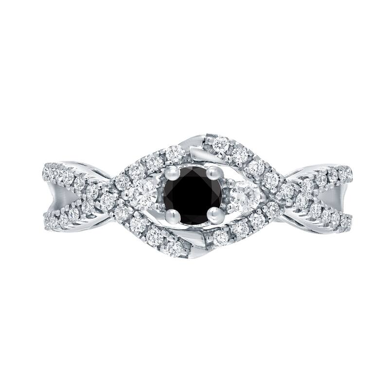 Auriya 14k Gold 1/2ctw Modern 3 Stone Black Diamond Engagement Ring