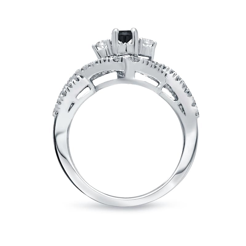 Auriya 14k Gold 1/2ctw Modern 3 Stone Black Diamond Engagement Ring