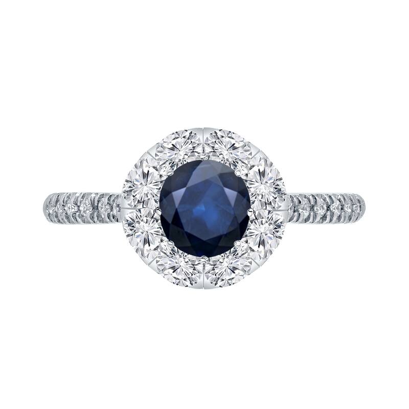 Auriya 1/2ct Blue Sapphire and 4/5ctw Halo Diamond Engagement Ring 14k Gold