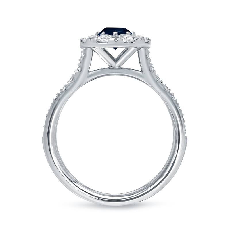 Auriya 1/2ct Blue Sapphire and 4/5ctw Halo Diamond Engagement Ring 14k Gold