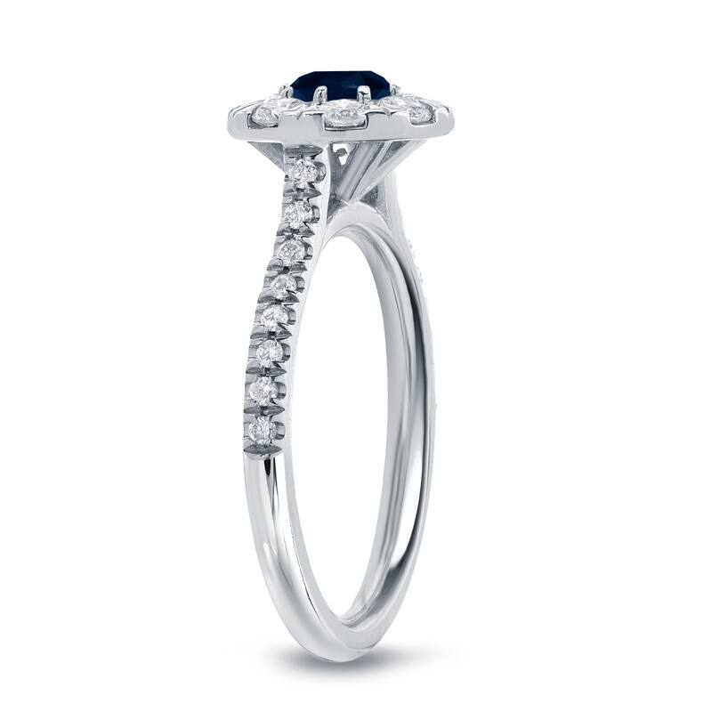Auriya 1/2ct Blue Sapphire and 4/5ctw Halo Diamond Engagement Ring 14k Gold