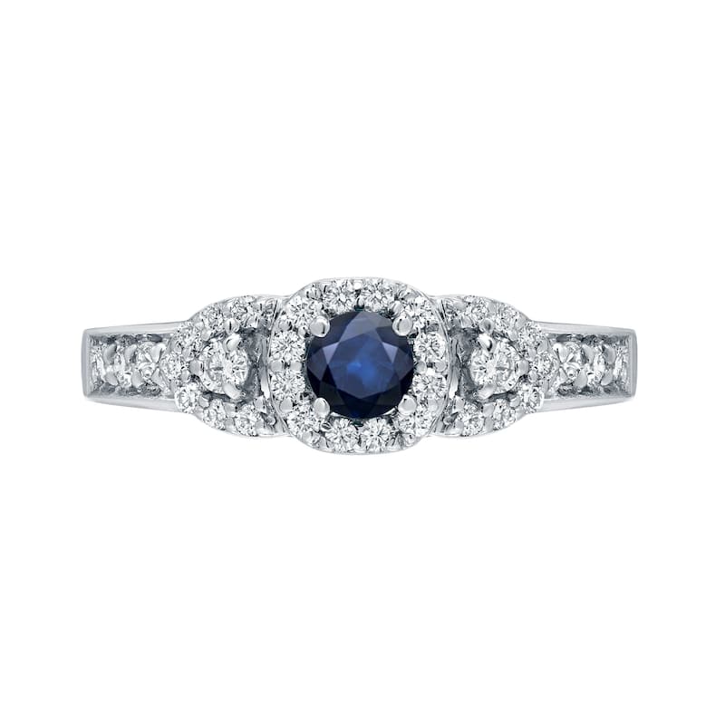 Auriya 1/5ct Blue Sapphire and 1/10ct TDW Diamond Halo Engagement Ring 14k Gold