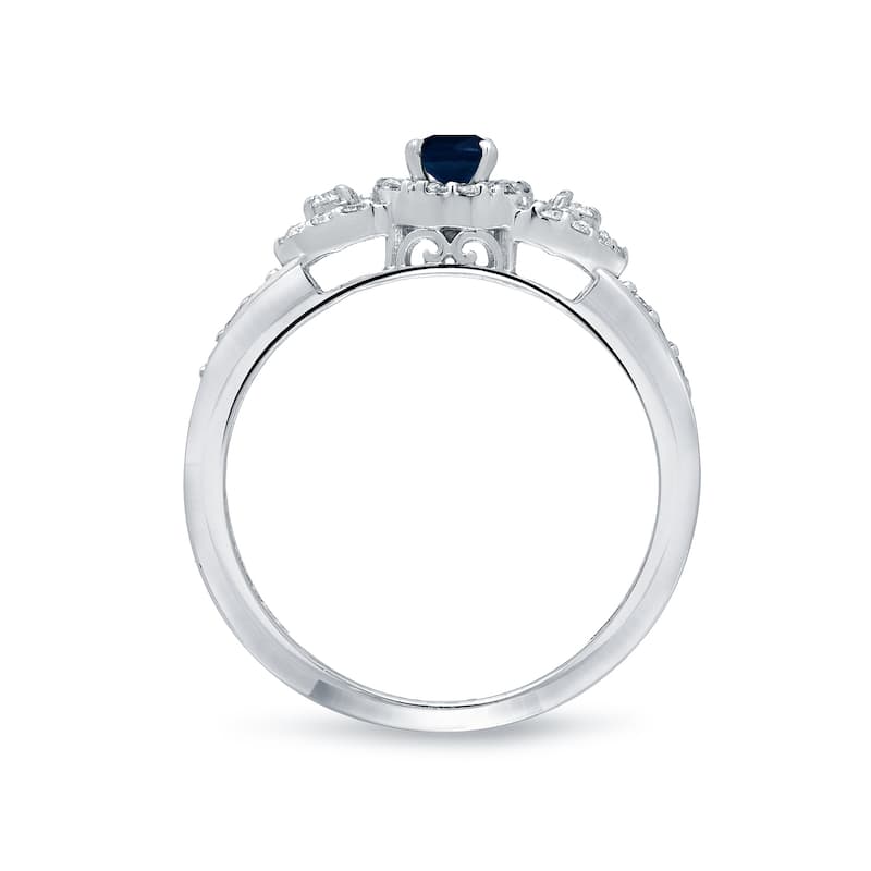 Auriya 1/5ct Blue Sapphire and 1/10ct TDW Diamond Halo Engagement Ring 14k Gold