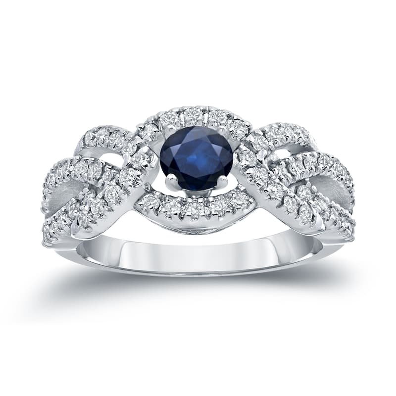Auriya 2/5ct Blue Sapphire and 3/5ctw Braided Infinity Diamond Engagement Ring 14k Gold (H-I, I1-I2)