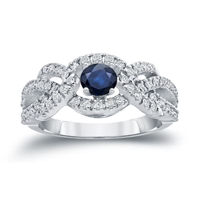 Auriya 2/5ct Blue Sapphire and 3/5ctw Braided Infinity Diamond Engagement Ring 14k Gold (H-I, I1-I2)