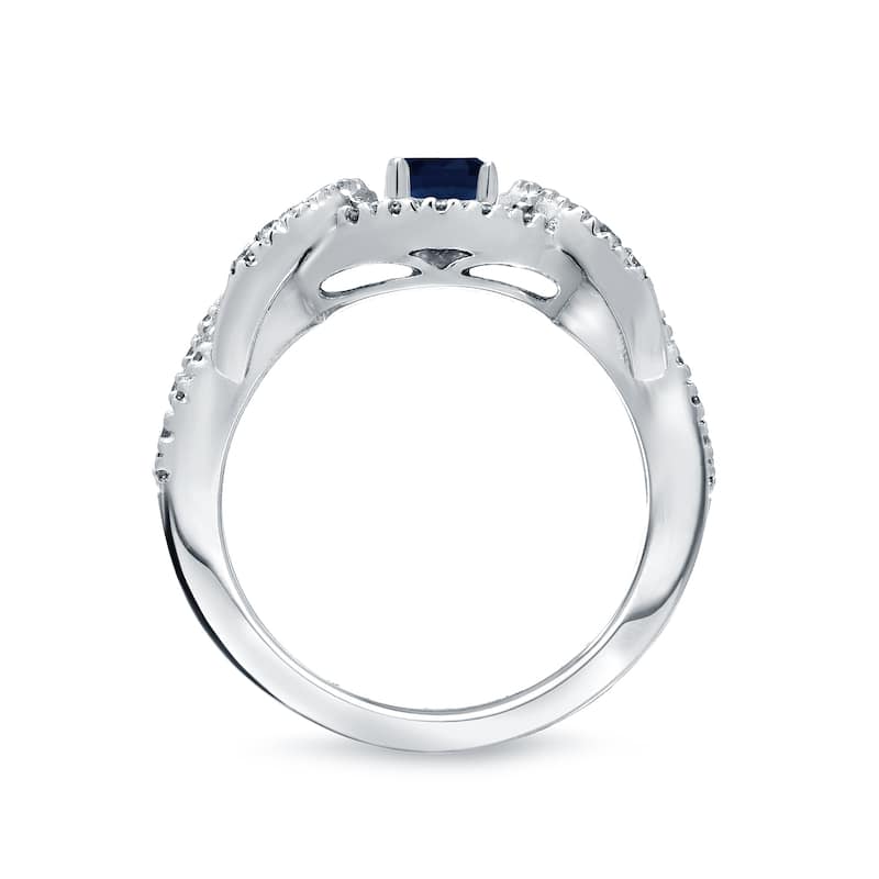 Auriya 2/5ct Blue Sapphire and 3/5ctw Braided Infinity Diamond Engagement Ring 14k Gold (H-I, I1-I2)