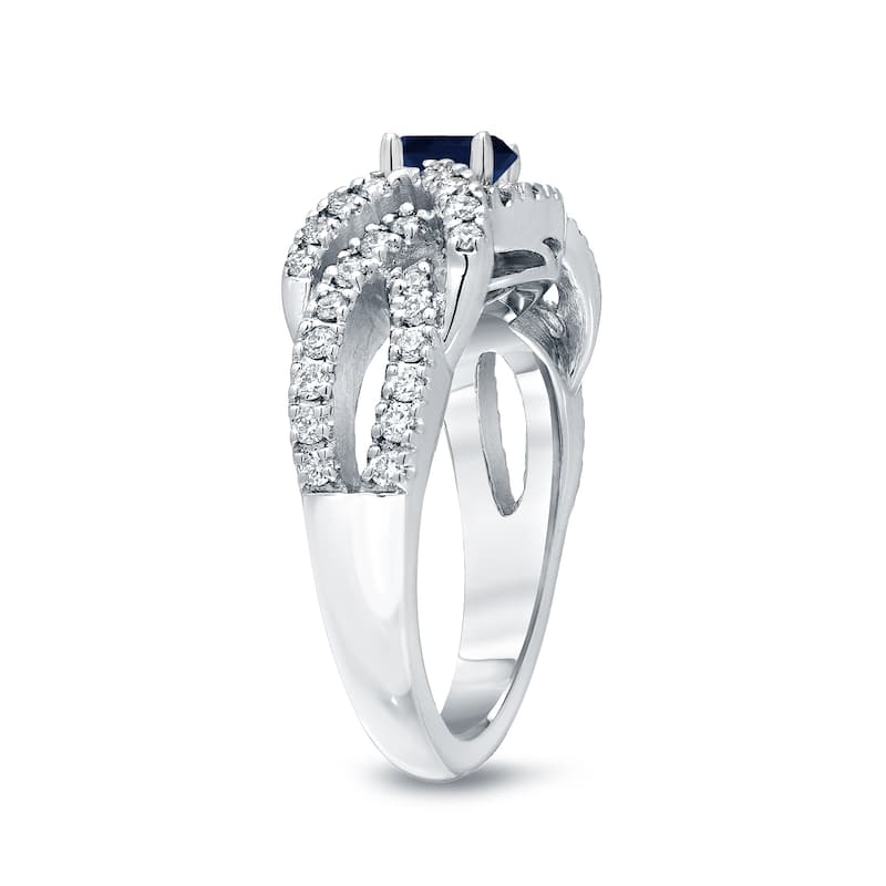 Auriya 2/5ct Blue Sapphire and 3/5ctw Braided Infinity Diamond Engagement Ring 14k Gold (H-I, I1-I2)