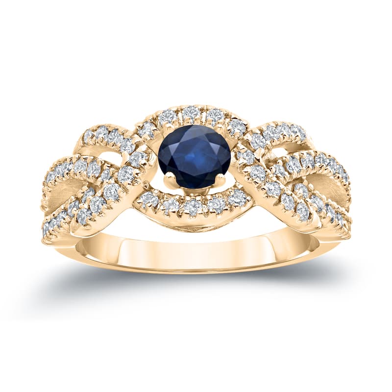 Auriya 2/5ct Blue Sapphire and 3/5ctw Braided Infinity Diamond Engagement Ring 14k Gold (H-I, I1-I2)