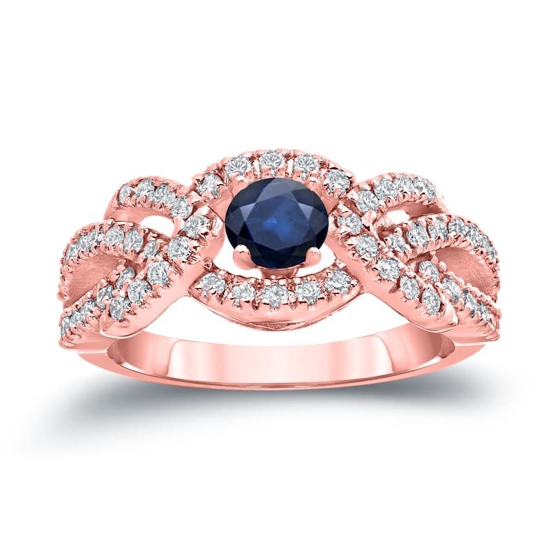 Auriya 2/5ct Blue Sapphire and 3/5ctw Braided Infinity Diamond Engagement Ring 14k Gold (H-I, I1-I2)