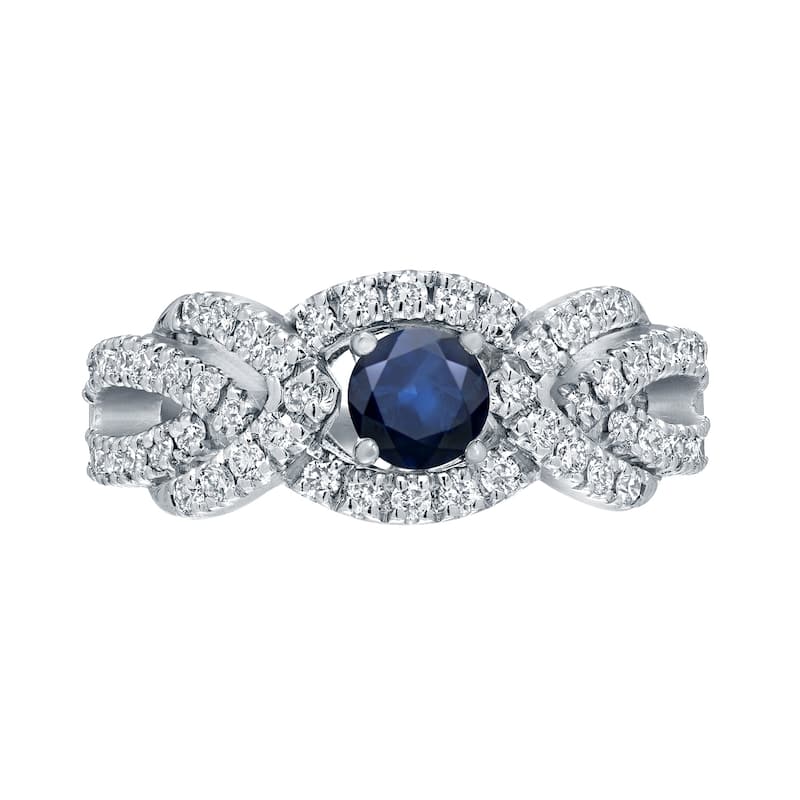 Auriya 2/5ct Blue Sapphire and 3/5ctw Braided Infinity Diamond Engagement Ring 14k Gold (H-I, I1-I2)