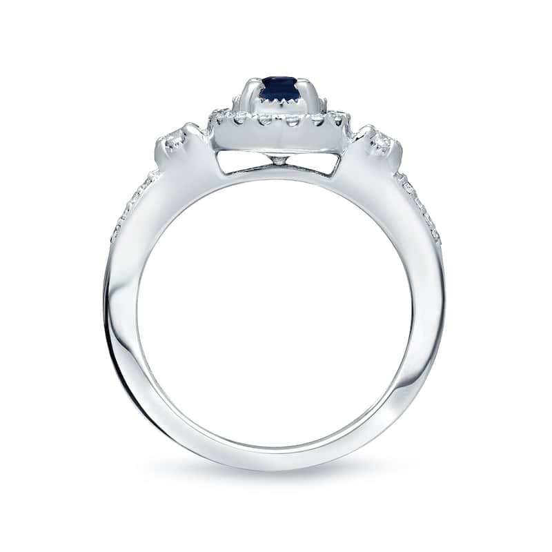 Auriya Illusion Set 1/8ct Blue Sapphire and 1/4ct Diamond Halo Engagement Ring 14k Gold (H-I, I1-I2)