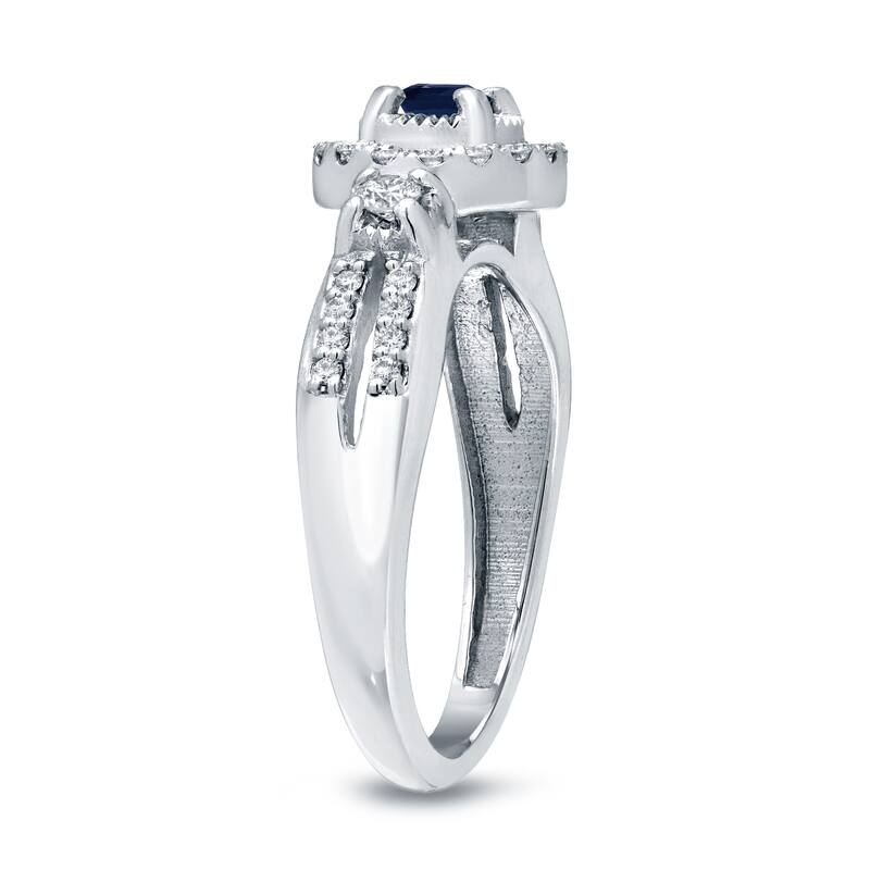 Auriya Illusion Set 1/8ct Blue Sapphire and 1/4ct Diamond Halo Engagement Ring 14k Gold (H-I, I1-I2)